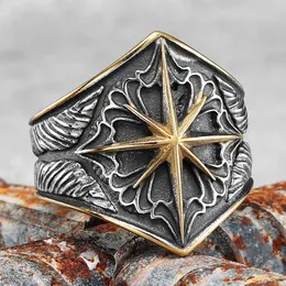 حلقات الفرقة Starry Ring 316L Steel Stains Star Men Ring Punk Rock for Biker Male Boyfriend Mariner Jewelry Gift Dropshipping 240125