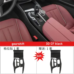 Car Interior Sticker Gear Box Protective Film For BMW 5 Series G30 2021-2023 Car Gear Panel Sticker Carbon Fiber Black