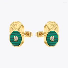 Orecchini a lobo ENFASHION Aretes De Mujer Disco verde pavone con perla per gioielli di moda in acciaio inossidabile da donna San Valentino 1470