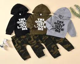 kids clothes boys outfits children Letter printed Hooded topsCamouflage pants 2pcsset 2020 Spring Autumn fashion baby Clothing S7543514
