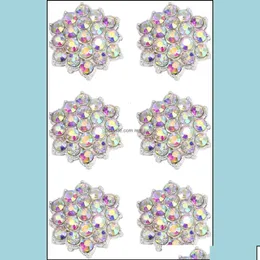 Pärlor 30st 12mm Flower Alloy Rhinestone Button Flatback AB Crystal Metal Embellishments Diy Jewelry Making Hair Wedding Embellishme DHP71