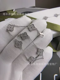 Originale 1to1 Van C-A versione quattro Bracciale a sei fiori con trifoglio a foglia alta con diamante pieno V placcato in oro mini classico per donna D8J9