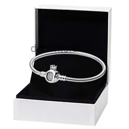 Pulseras con dijes Corona o cierre Pulsera de cadena de serpiente para cadena de mano de plata esterlina Joyería de boda para mujeres Novia con caja original VUV0