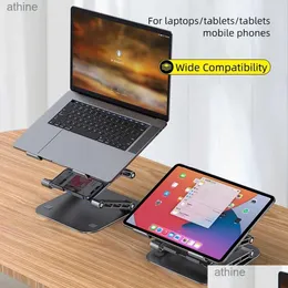 Tablet PC Stands Laptop Stand Alumínio Allo Dobrável Notebook Suporte para o Livro Portátil Dobre Suporte Suporte de Refrigeração Drop Delivery Otndg