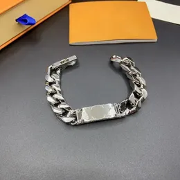 Braccialetti a maglie Alla moda Argento sterling 925 Rettangolo Bracciale cubano Gioielli con ciondoli da uomo Rock Hip Hop Accessori per feste Regalo di festa