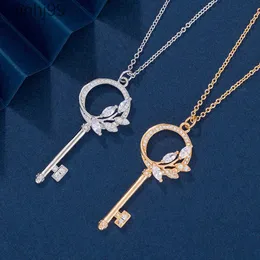 Ожерелья с подвесками, золотое семейное ожерелье с ключом из лозы, женский цветок, лист, простая и роскошная цепочка для свитера с конским глазом и бриллиантами 9zze DZHH