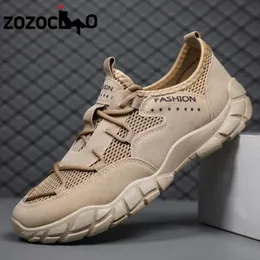 Buty męskie siatkowe oddychające bez poślizgu swobodne trampki na świeżym powietrzu buty sportowe buty męskie miękkie prace Flats Foots Tenis Masculinos 240119