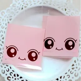7*7cm Self Adhesive Seal 800Pcs/ Lot Pink Big Eyes Doll Cookie Package Event Pouches Biscuit Snack Dessert Baked Candy Pack Bag LL