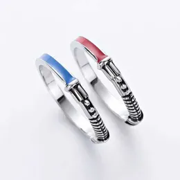 Band Rings Harong Star Lightsaber Halka Seti Erkekler için Punk Vintage İlk Yüzük Filmi Moda Mücevherleri Noel Emaye Halkaları için Noel Hediyesi 240125