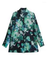 Frauen Blusen 2024 Floral Lange Shirts Für Frauen Button Up Oversize Hemd Hülse Satin Bluse Weibliche Sommer Und