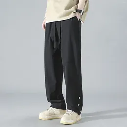 Men's Pants Casual Fashion Solid Color Button Legs Joggers Loose Bandage Double Pocket Sweatpants 2000s Leisure Sportswear