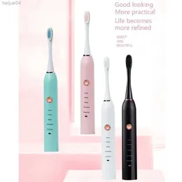 Tandborste laddningsbar elektrisk tandborste svart vit sonic ta bort tartar oral hygien ipx7 vattentät med ersättningshuvud gåva aldult