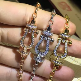 Popular explosivo em forma de u ferradura fivela corrente pulseira feminina pulseira de diamante luxo designer pulseiras casal pulseiras de alta qualidade