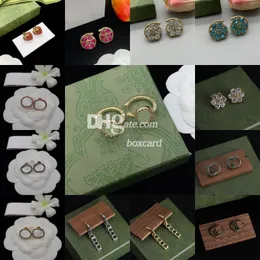 Double Letter Luxury Earrings Eardrops For Women Designer Crystal Diamond Earrings Studs Jewelry With Gift Box Birthday Gift