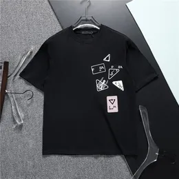 24SSNEW MEN YAZ YAZ GOLUN TARIR MODA SAF Pamuk Kısa Kollu Lüks Mektup Graffiti Desen T-Shirt M-3XL