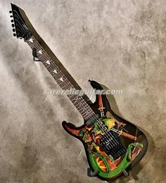 Lewą ręką George Lynch Skulls Snakes Electric Gitarę Lefty Floyd Rose Tremolo Briding Blocking Nut Skull Swys Inlay Rosewood Towfarboard Black Hardware