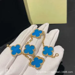 Оригинальный 1to1 Van C-A Продажа нового Blue Blue Lucky Grass Bracelet для женской моды универсально