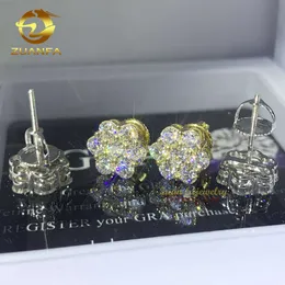 Luxo preço acessível parafuso de volta vvs moissanite hip hop jóias 10k ouro diamante brincos