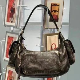 Borsa hobo da donna Borsa da locomotiva morbida marrone Borsa con tasche multiple Borse a tracolla sotto le ascelle Hobo Borsa da moto mius Designer Borsa Hobo in pelle crepata