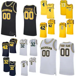 College Wolverines Basquete 0 Dug McDaniel Jersey Mulher Jovem Homem 13 Olivier Nkamhoua 5 Terrance Williams II 42 Will Tschetter 4 Nimari Burnett 32 Tarris Reed Jr