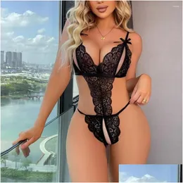 2024SS SETS SETS BRAS ZESTAWY BODYUSU EGSOTYCZNE Pornowe Kobiety Y Lingerie Lace Babydoll Chemise Dress erotyczne bieliznę Bra Open Crotch Porno Costume Dr OTMC3