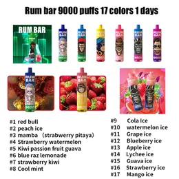 Tornado Lokalny magazyn E Papierosy oryginalne 100% rum Bar 9000 puffs 650 ml 18 ml prefilowane urządzenie vapes jednorazowe puff autoryzowane 10 smaków