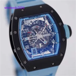 RichardMiler Luxe Horloges RM030 Argentinië Blauw Heren Zwart Carbon Holle Datum Mobiele Opslag Polshorloge Automatisch Mechanisch Horloge HB ZOZJ