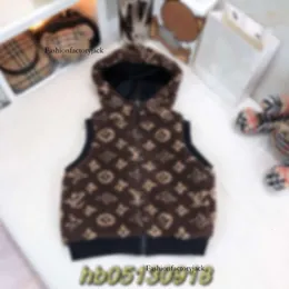 Roupas infantis 2023 outono/inverno novas roupas infantis com capuz teddy veludo zíper interno oco colete casaco