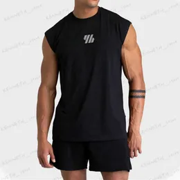 Regatas masculinas 2024 verão novo ginásio colete masculino musculação sem mangas esportes regata de malha de secagem rápida fitness correndo regata roupas masculinas t240126