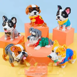 Blocos adorável animal de estimação filhote de cachorro animal nanobrick dos desenhos animados cão micro diamante bloco schnauzer bulldog husky siberiano labrador corgi tijolo brinquedosvaiduryb