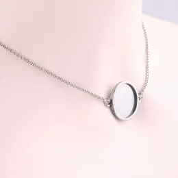 Halsketten 5 Stück Edelstahl verstellbare Halsband-Halsketten-Anhänger-Tablett-Einstellungen passend für 20 mm runde Cabochon-Basis, leere Einfassungen, DIY-Ergebnisse