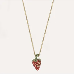 Designer Viviane Westwood Westwood Queen Dowager of England Pink Strawberry Premium Clavicle Chain Pendant Red