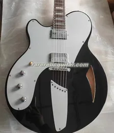 Left Hand BELAIRE Josh Homme Queens of Stone Black Jazz Electric Guitar Motor Semi Hollow Body, Grover Imperial Tuners, Aluminum pickguard & Truss Rod Cover