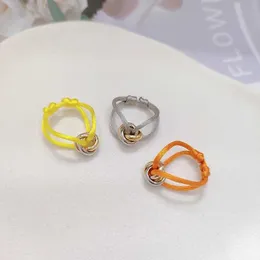 Bandringe 2022 Neue süße Mädchenringe einfache Mode Unisex Kupferring 3 Metallschnalle Kreis verstellbarer Seilring für Frauen Schmuck Geschenke 240125