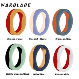 Band Rings 6pcs/Lots 5.7mm Silicone Finger Ring Men Women Hypoallergenic Two-Color personality Flexible Rubber Ring Couple Wedding Jewelry 240125