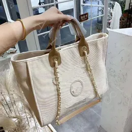 2022 Sommer Classic C Brand Totes Strandtaschen Cavan Deauville Kette Top Griff Große Kapazität Pochette 2 Farbe Beige Damen T314I