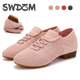 Dance Shoes women latin ballroom jazz tango Practice Training teaching dancing shoes woman ladies girls Knitted salsa flat shoes 240119