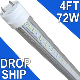 Lampadine LED T8 Tubo LED da 4 piedi 4 piedi, lampadina LED T8 T10 T12, 72 W 7200 LM, luce diurna 6500 K, copertura trasparente, base G13 bi-pin, sostituzione tubo fluorescente da 4 piedi usastock