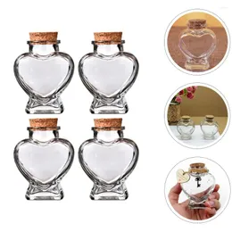 Şişeler 4 adet kalp dekor mini cam kavanozlar küçük düğün banyo malzemeleri konteyner iyilik diy dilek