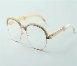 بيع الجودة الطبيعية الجديدة الطبيعية بيضاء بوفالو نظارات القرن عالية الماس إطار الحاجب 1116728A الحجم 6018140mm9667030