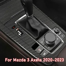 السيارة الداخلية ملصقات الترس في فيلم واقٍ من Mazda CX-30 2019-2023 لوحة ترس للسيارات ملصق ألياف الكربون أسود