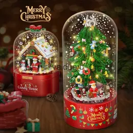 Blocchi Albero di Natale Illuminazione Carillon con copertura antipolvere Blocchi di costruzione Modello di assemblaggio Decorazione desktop creativa Regali di ldrenvaiduryb