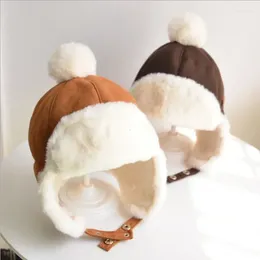 BERETS2024 KIDS BEANIES WINTER BABY CHILDRES'S KINITTE CAP FOR Girls Russian Women Thicked Warm Hatsed 2〜6歳USHANKA HAT