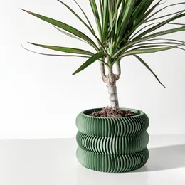 Горшок для растений с дренажем для использования в помещении, уникальный 3D-принтер зеленого цвета для цветов и суккулентов