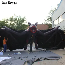 wholesale 4/6/8m 13/20/26ft wide giant Halloween Black Inflatable Bat for Party animal Decoration