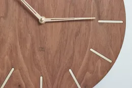 منتصف القرن على طراز الخشب ساعة الحائط | الساعة الصامتة الحديثة - وجه ساعة الجوز الأمريكية الخشبية