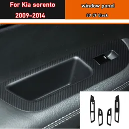 Estilo do carro preto carbono decalque botão de elevação da janela do carro interruptor painel capa guarnição adesivo 4 pçs/set para kia sorento 2009-2014