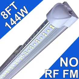 Luzes de loja LED de 8 pés, luz de tubo LED integrada em forma de V de 8 pés, 144W 144000lm com tampa transparente, lâmpada de montagem em superfície conectável, substitua a luz fluorescente T8 T10 T12 usastock