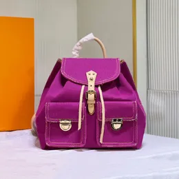 Zaino Denim Pink Borsa da scuola firmata Borse a tracolla da donna Decorazione impermeabile in vera pelle da donna Tasche multiple Grande capacità Cinghie regolabili