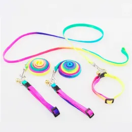 Leashes 10 Sztuk/Partia Rainbow Kolorowe Pet Smycz Pet Dog Cat Liny Szelki Yy1101